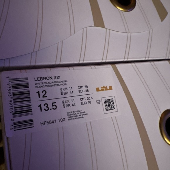 Nike LeBron 21 Conchiolin White Black James Mens 12 Basketball Retro HF5841-100 - Picture 14 of 14